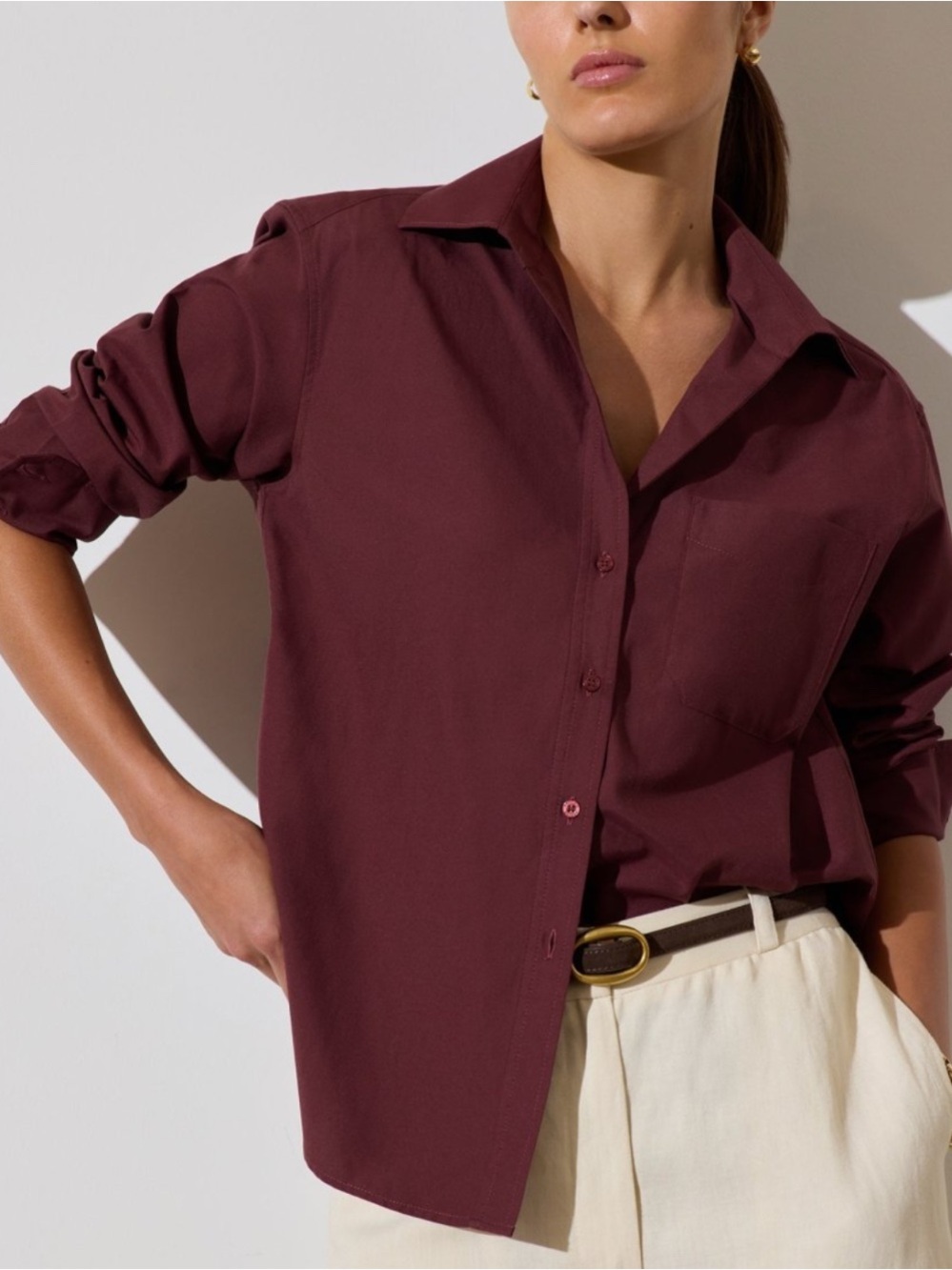 Maeve  Button-Up Shirt Burgundy